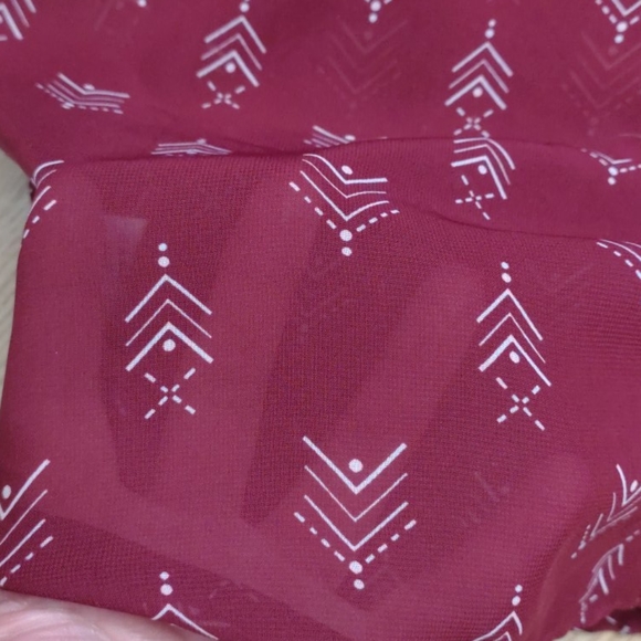 Maurices Maroon & White Semi Sheer Blouse - Picture 6 of 6